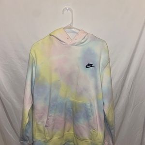 one of a kind tie dye nike hoodie (pink, yellow, blue)